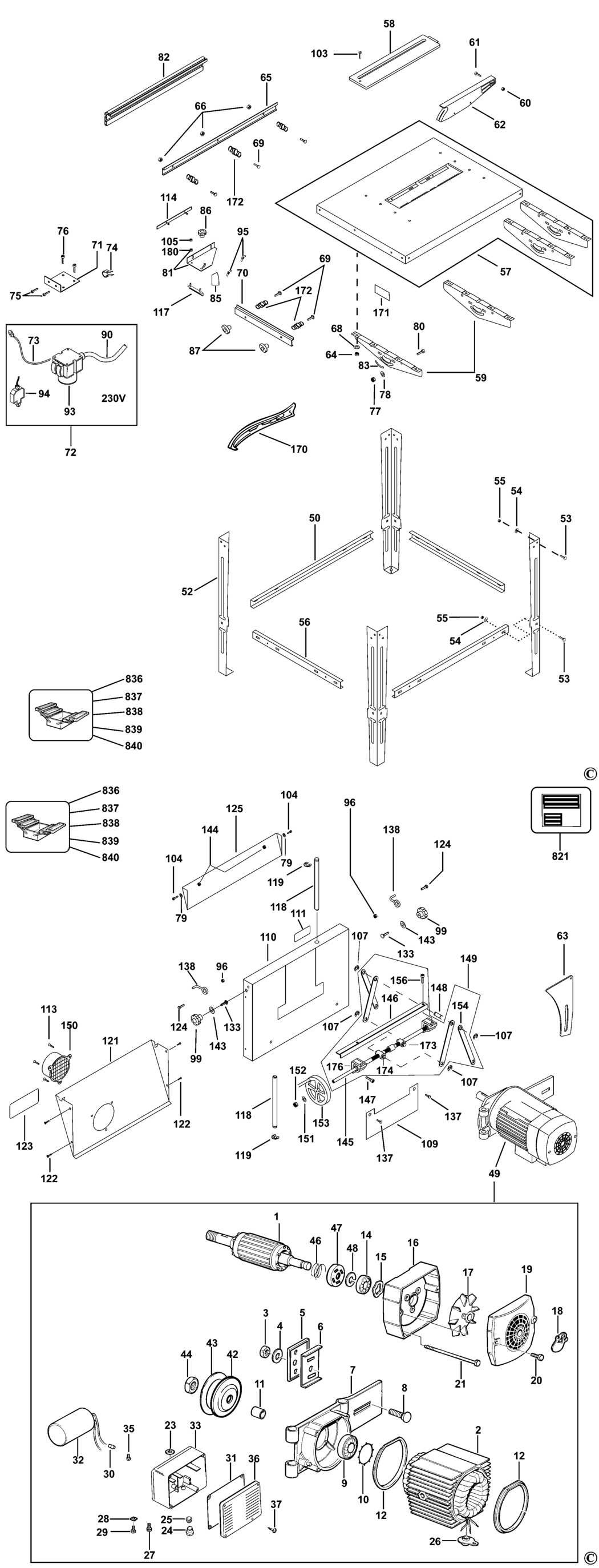 Dewalt D27400-B5 Type 2 Site Saw Spare Parts