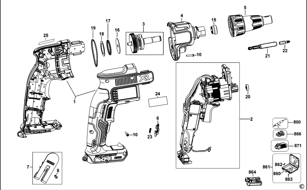 Dewalt DCF621 Type 1 Cordless Screwdriver Spare Parts