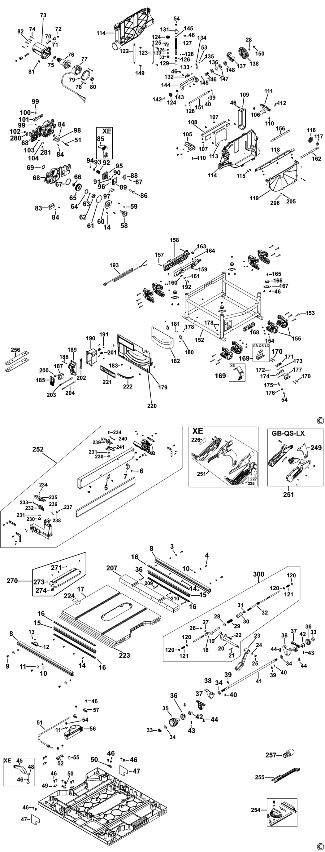 Dewalt DWE7491 Type 2 Table Saw Spare Parts