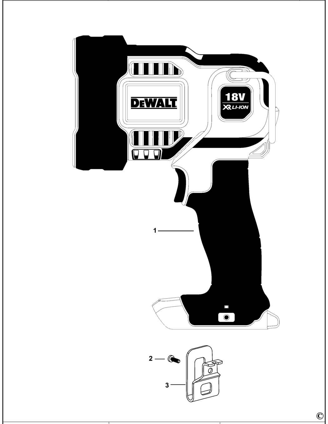 Dewalt DCL043 Type 1 Spotlight Spare Parts