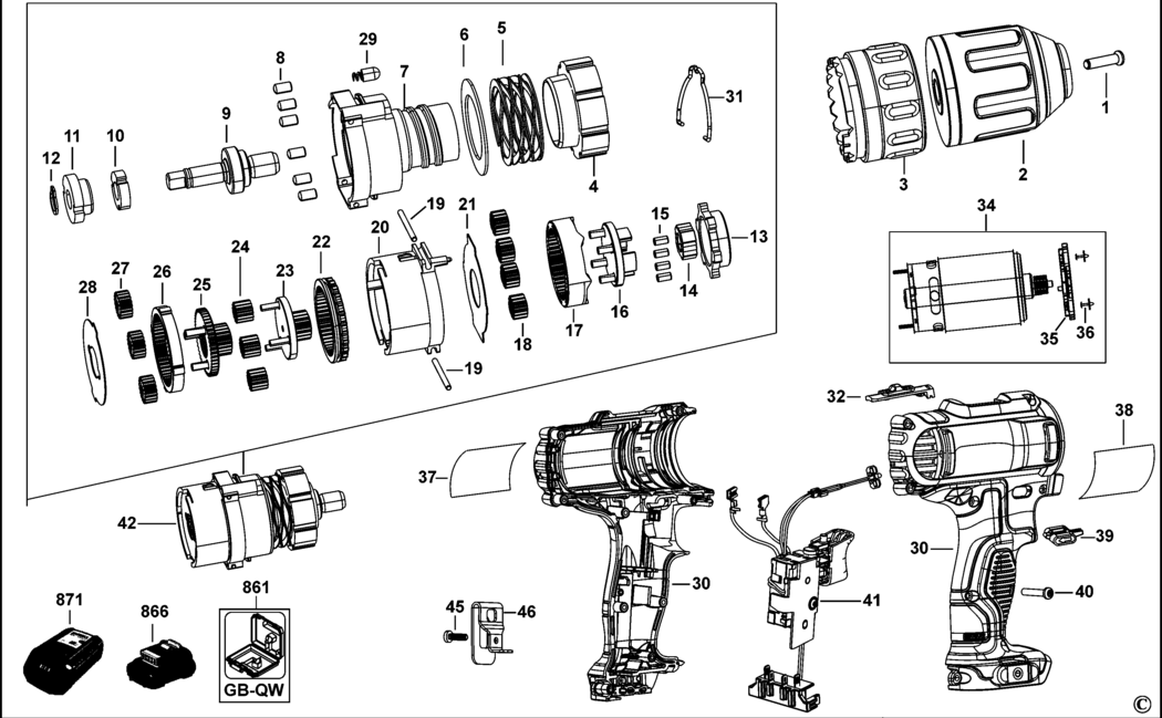 Dewalt DCD710 Type 2 Cordless Drill Spare Parts