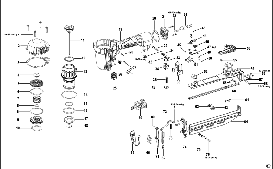 Dewalt DPN1664PP Type 1 Nailer Spare Parts