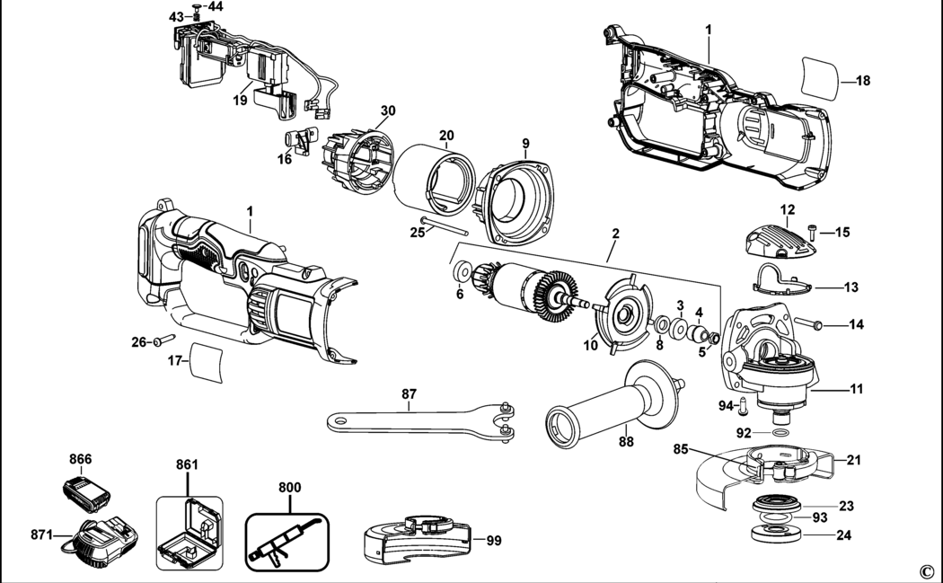 Dewalt DCG412 Type 2 Small Angle Grinder Spare Parts