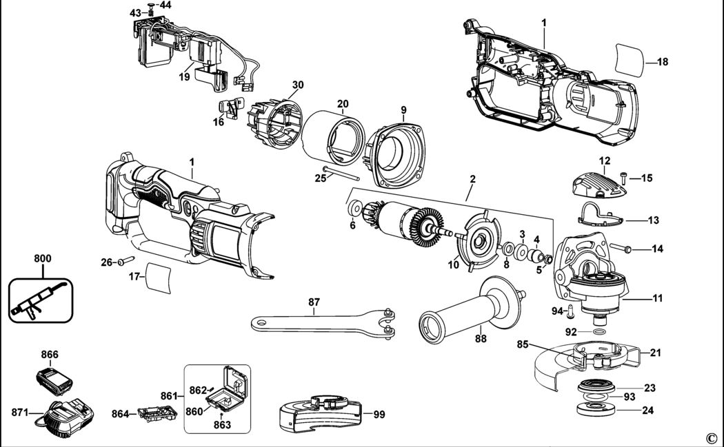 Dewalt DCG412 Type 10 Small Angle Grinder Spare Parts