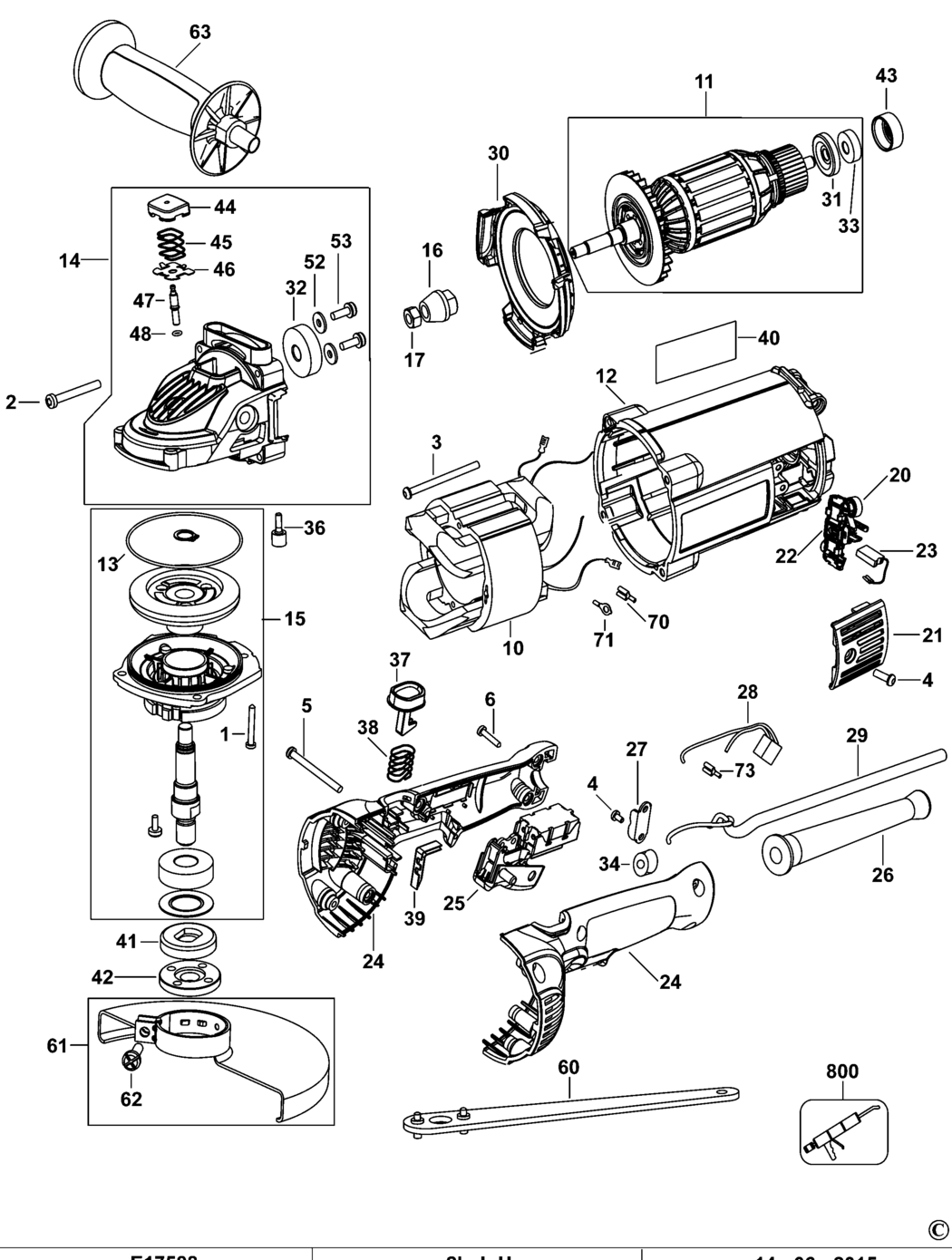Dewalt DWE492 Type 1 Angle Grinder Spare Parts