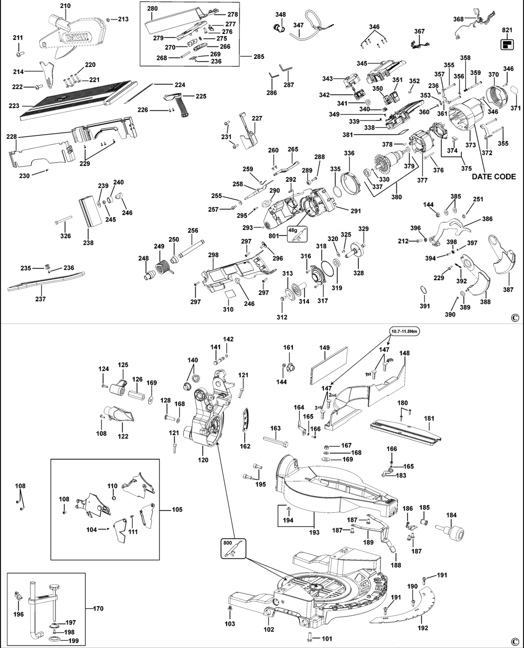 Dewalt D27113 Type 2 Table Top Mitre Saw Spare Parts