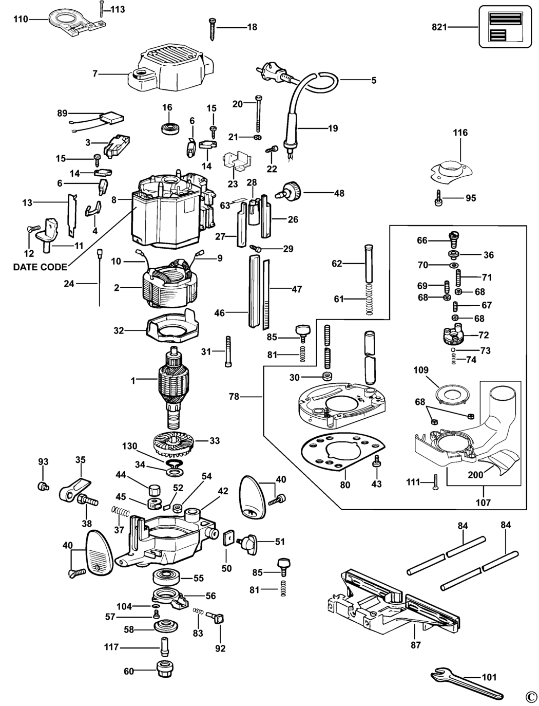 Dewalt DW629 Type 2 Plunge Router Spare Parts