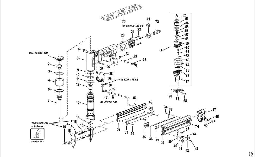 Dewalt DPN2330 Type 1 Nailer Spare Parts
