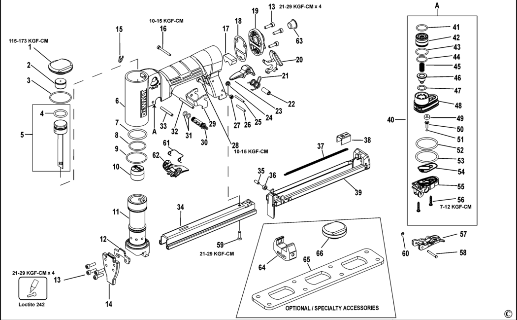 Dewalt DPS8016 Type 1 Stapler Spare Parts