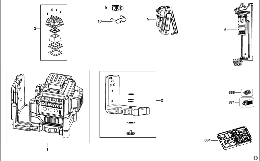 Dewalt DCE089G Type 1 Crossline Laser Spare Parts