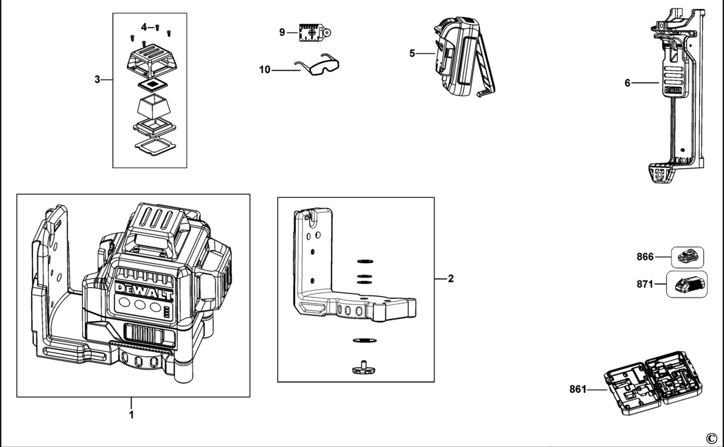 Dewalt DCE0811G Type 1 Crossline Laser Spare Parts