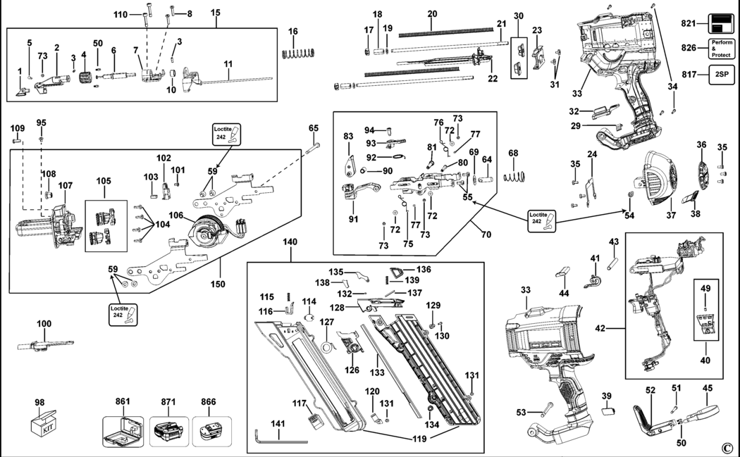Dewalt DCN693 Type 1 Cordless Nailer Spare Parts