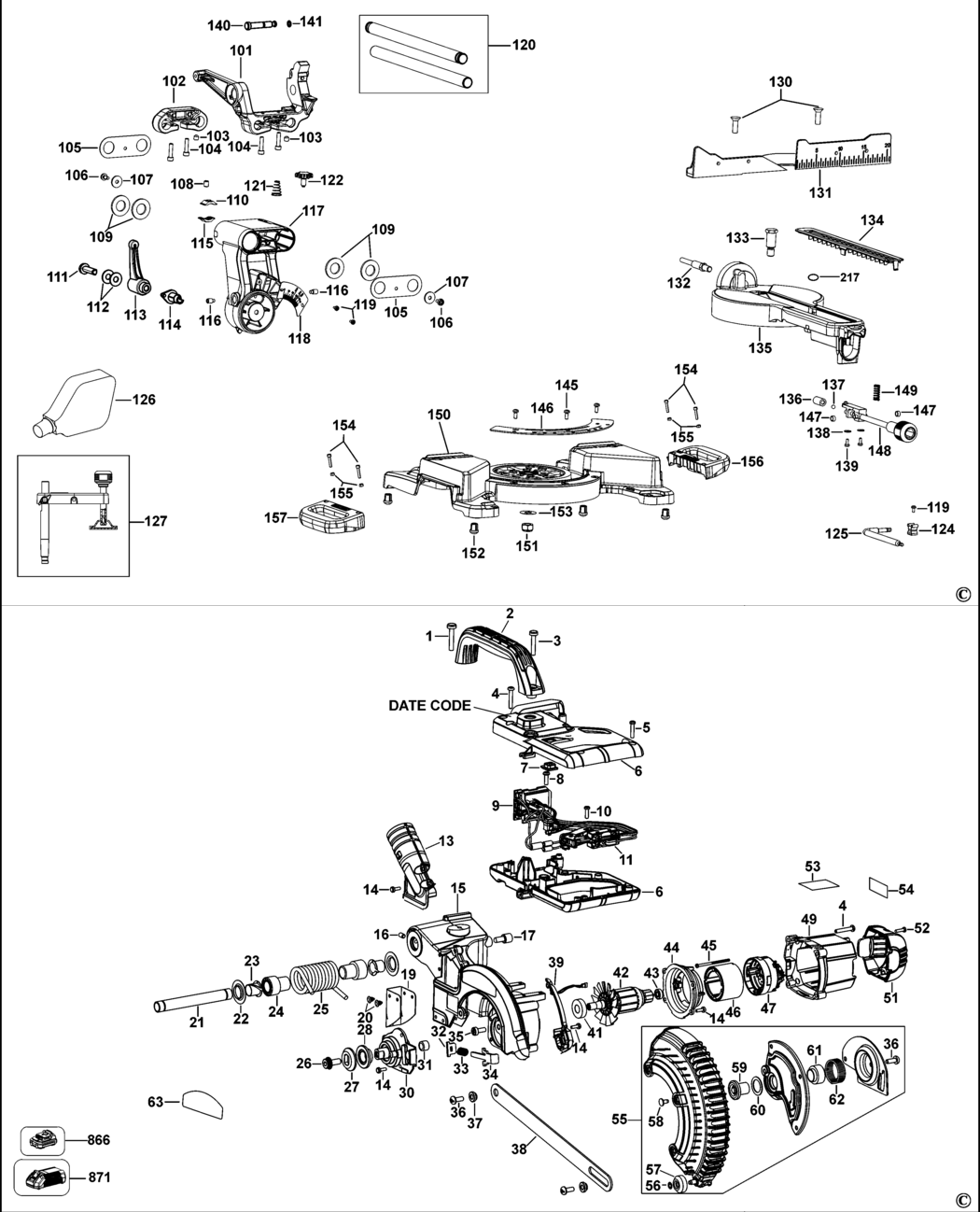 Dewalt DCS365 Type 1 Mitre Saw Spare Parts