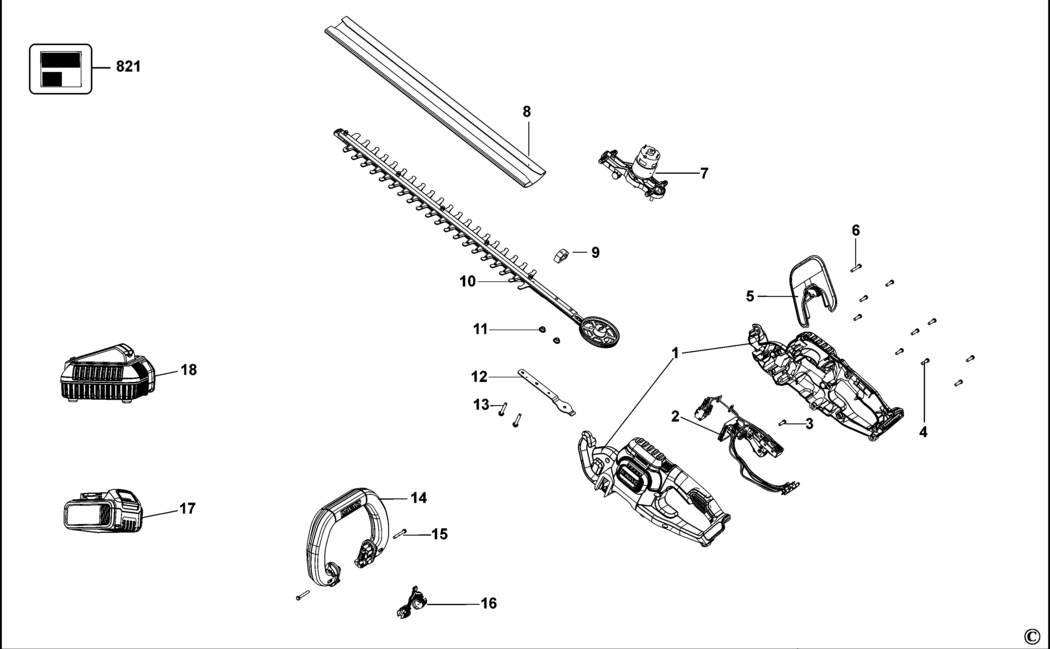 Dewalt DCM563 Type 1 Hedge Trimmer Spare Parts