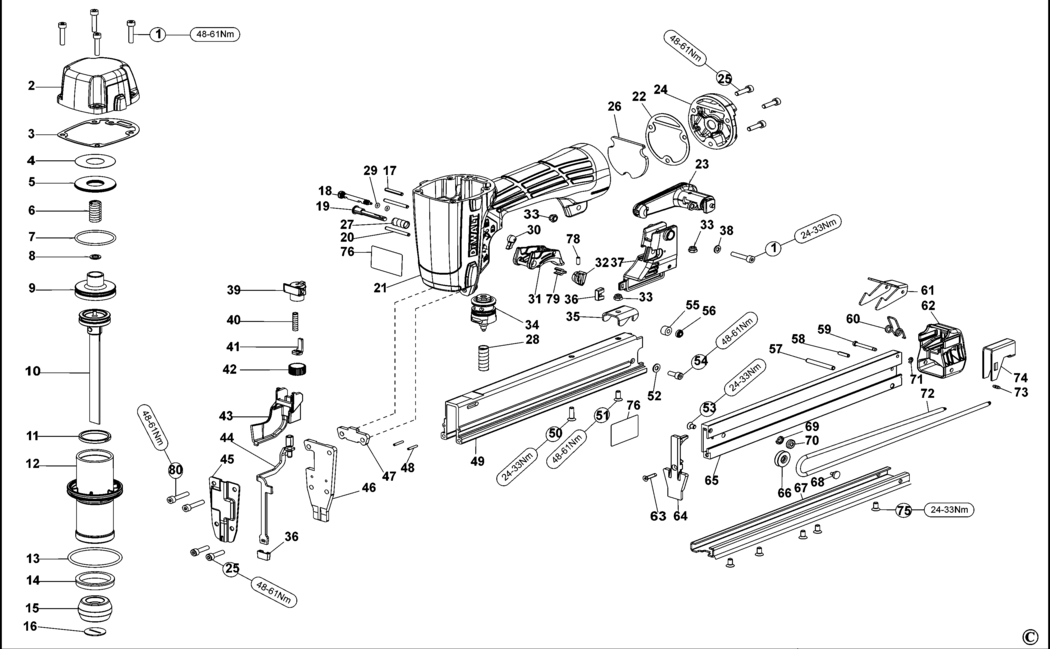 Dewalt DPSSL540 Type 1 Stapler Spare Parts