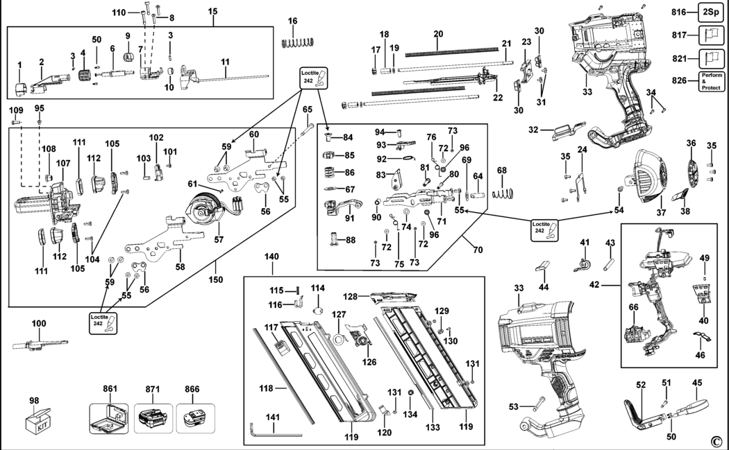 Dewalt DCN692 Type 2 Cordless Nailer Spare Parts