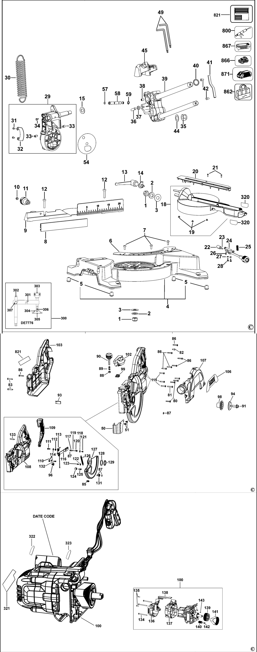 Dewalt DCS777 Type 1 Mitre Saw Spare Parts