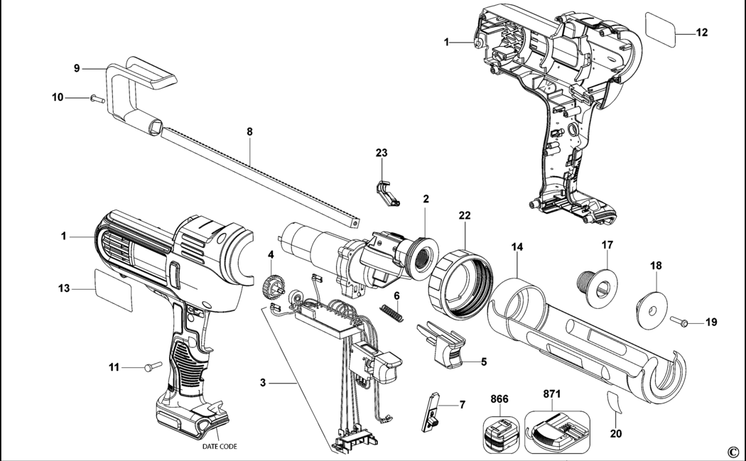 Dewalt DCE560D1 Type 1 Caulk Gun Spare Parts