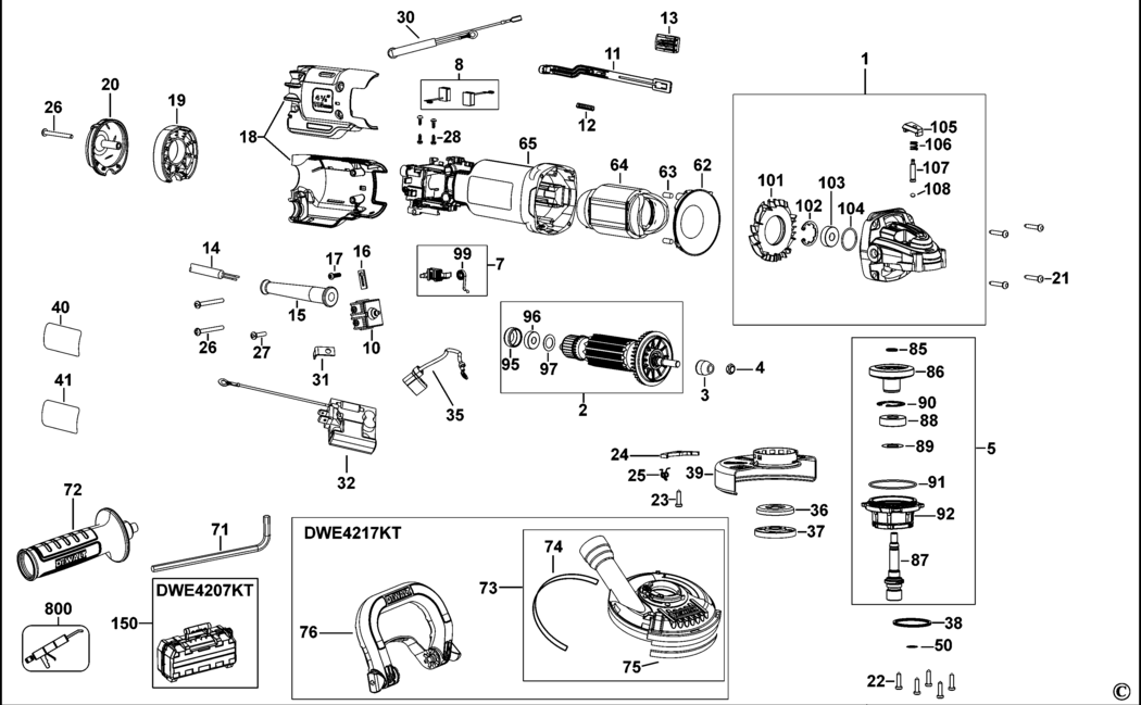 Dewalt DWE4206 Type 3 Small Angle Grinder Spare Parts