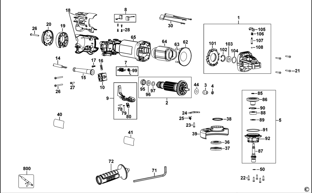 Dewalt DWE4233 Type 3 Small Angle Grinder Spare Parts
