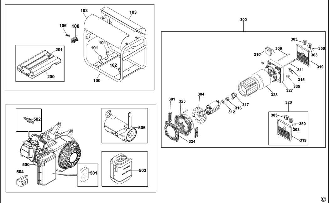 Dewalt PE292SHI014 Type 1 Generator Spare Parts