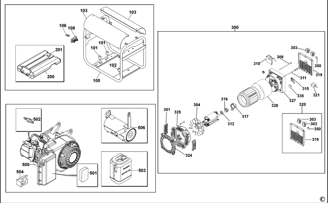 Dewalt PE242SHI017 Type 1 Petrol Generator Spare Parts