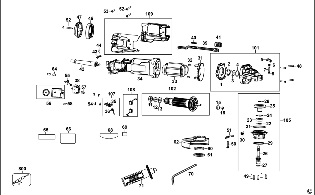 Dewalt DWE4246 Type 1 Angle Grinder Spare Parts