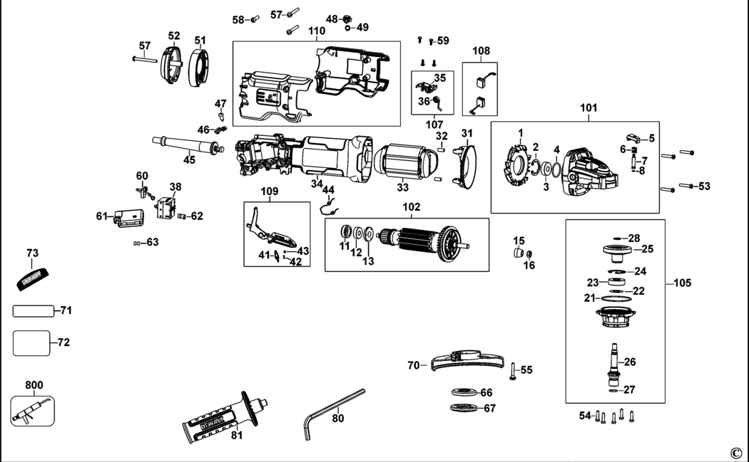Dewalt DWE4234 Type 1 Angle Grinder Spare Parts