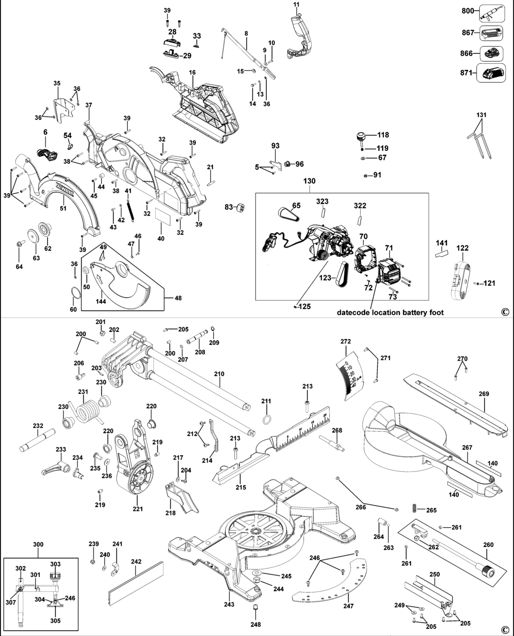 Dewalt DCS778 Type 1 Mitre Saw Spare Parts