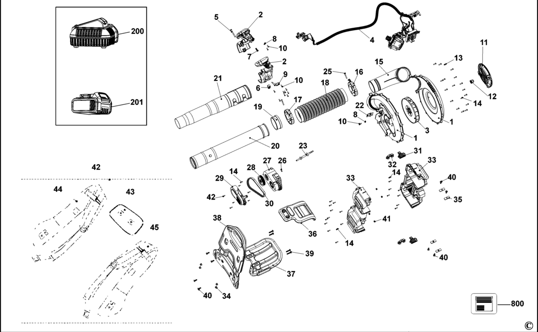 Dewalt DCM587 Type 1 Blower Vac Spare Parts
