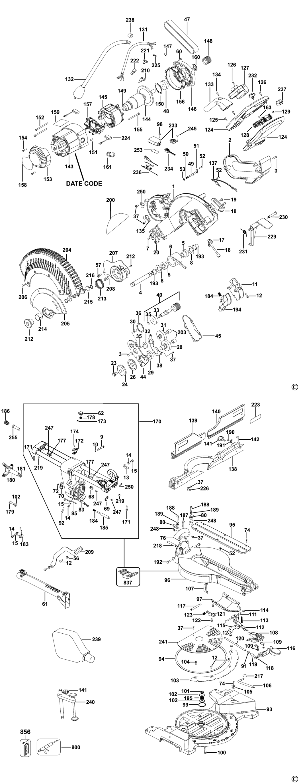 Dewalt DWS780 Type 11 Mitre Saw Spare Parts