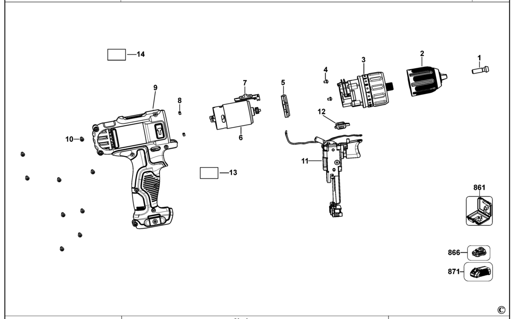 Dewalt DCD716 Type 1 Cordless Drill Spare Parts