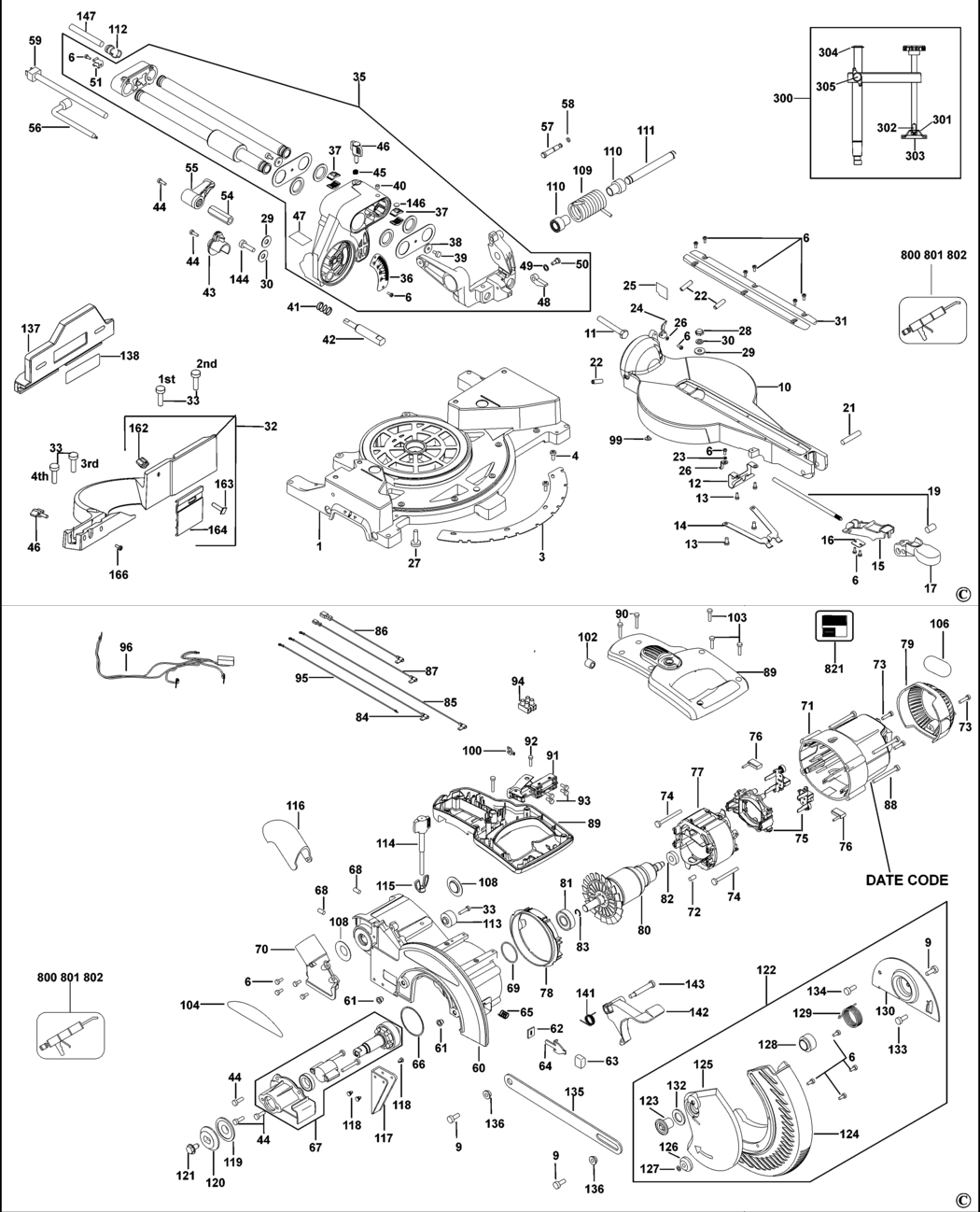 Dewalt DW712N Type 4 Mitre Saw Spare Parts