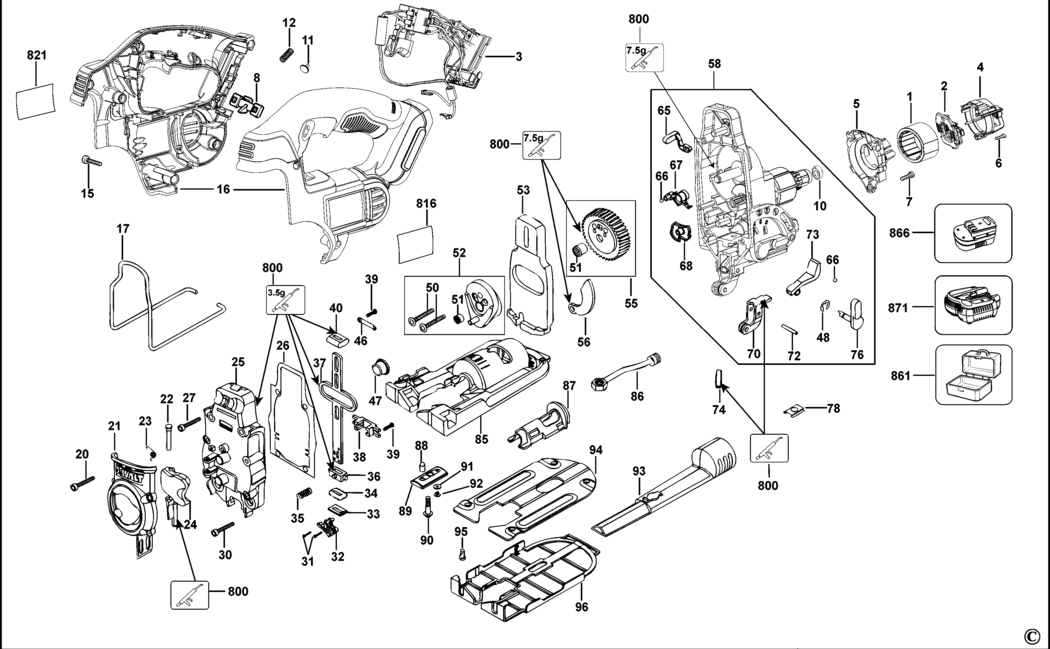 Dewalt DCS332 Type 3 Cordless Jigsaw Spare Parts