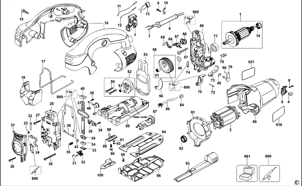 Dewalt DW331 Type 2 Jigsaw Spare Parts