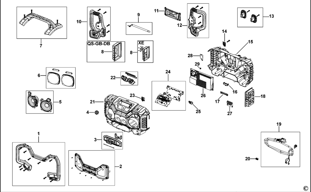 Dewalt DCR027 Type 1 Site Radio Spare Parts