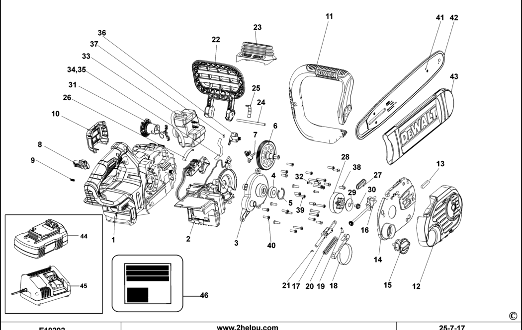 Dewalt DCM565 Type 1 Chainsaw Spare Parts