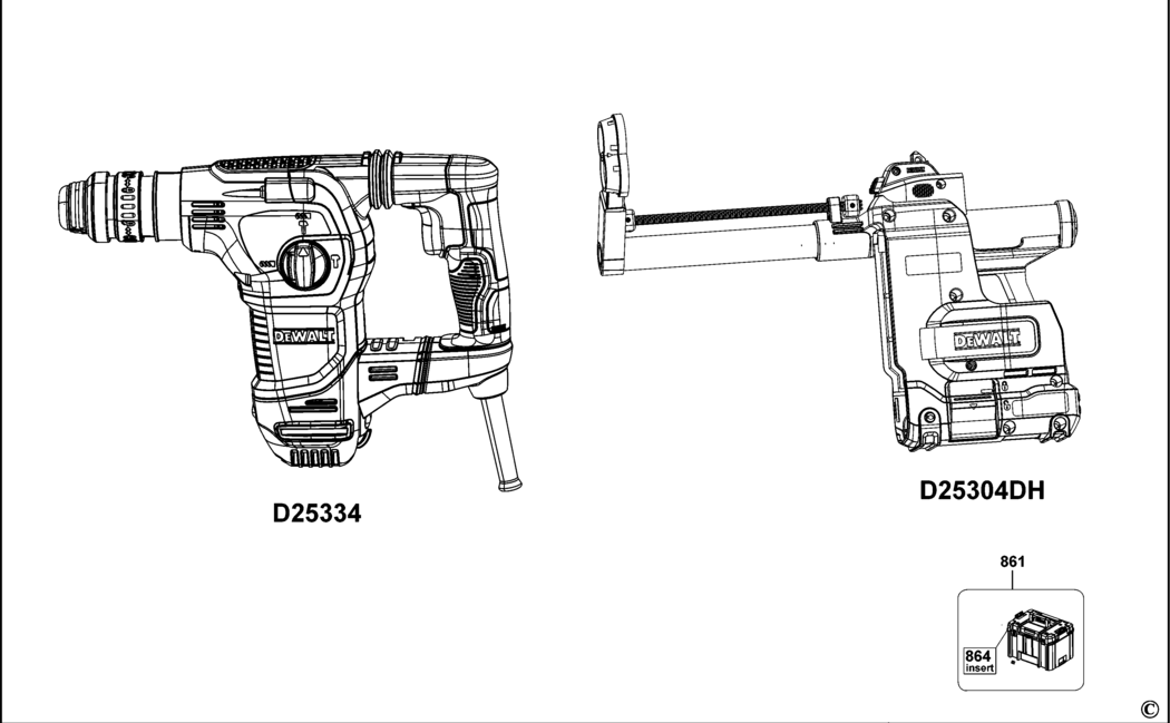 Dewalt D25335K Type 1 Hammer Drill Spare Parts