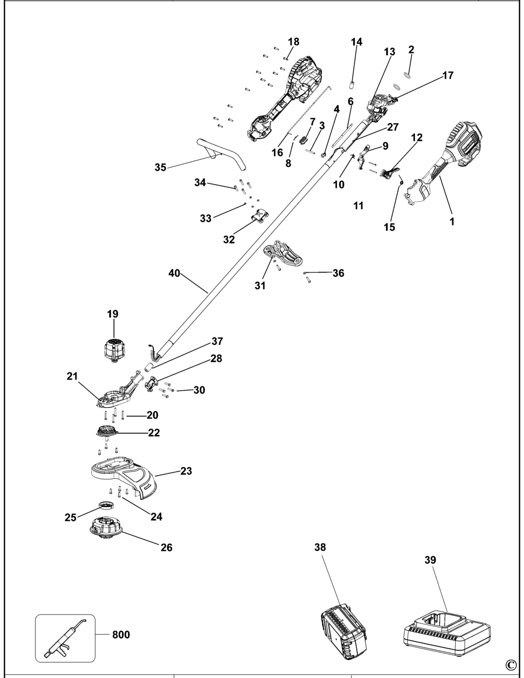 Dewalt DCM561P1S Type 1 String Trimmer Spare Parts