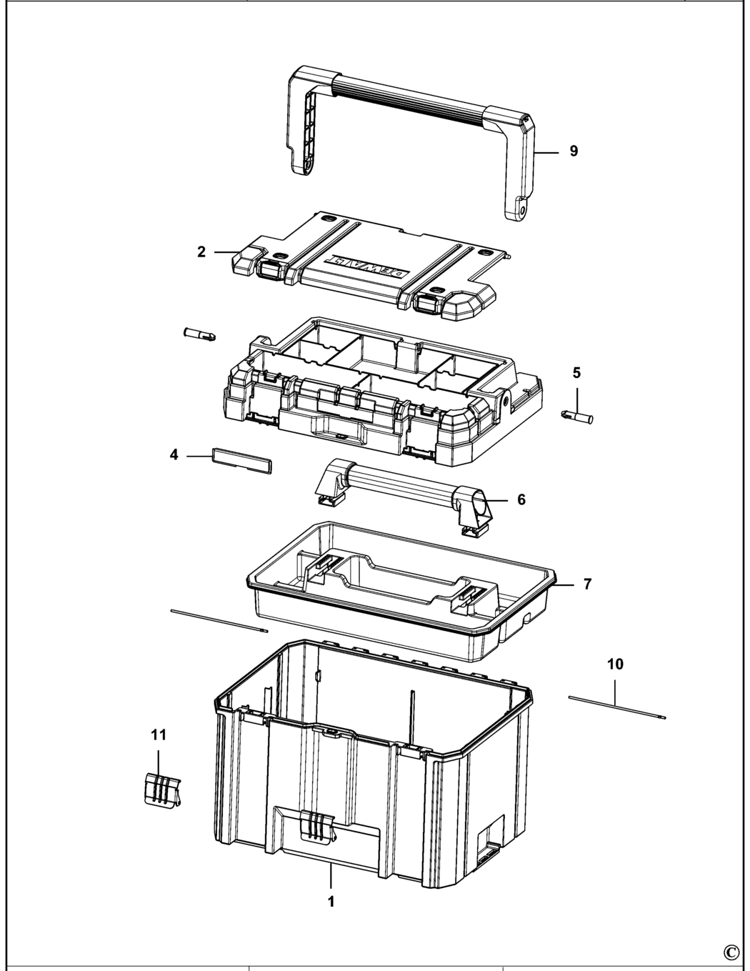 Dewalt DWST1-75774 Type 1 Workbox Spare Parts