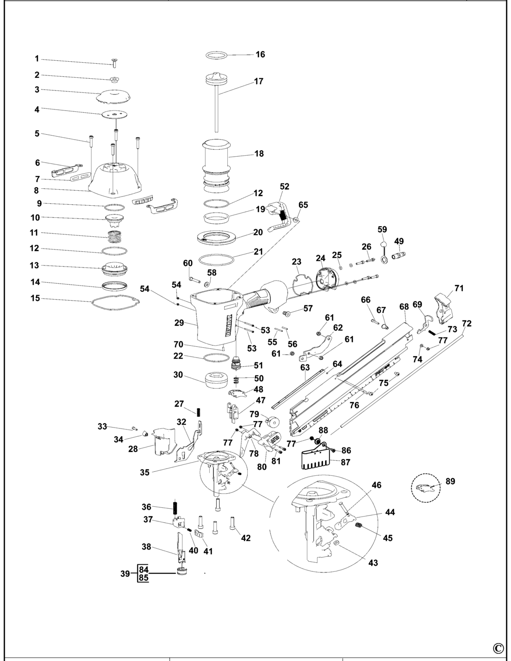 Dewalt DPN9033-1 Type 1 Nailer Spare Parts