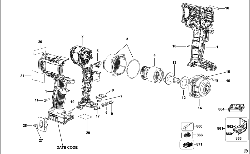 Dcf894 parts top