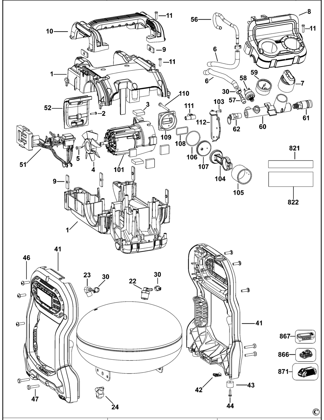 Dewalt DCC1054 Type 1 Compressor Spare Parts