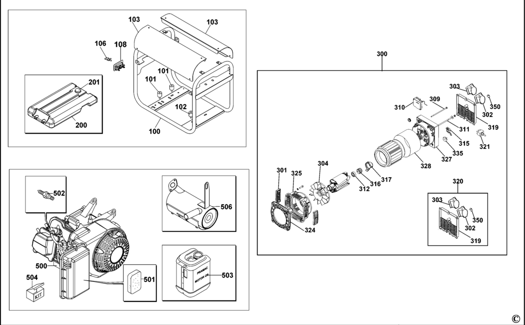 Dewalt PE292SHI015 Type 1 Petrol Generator Spare Parts