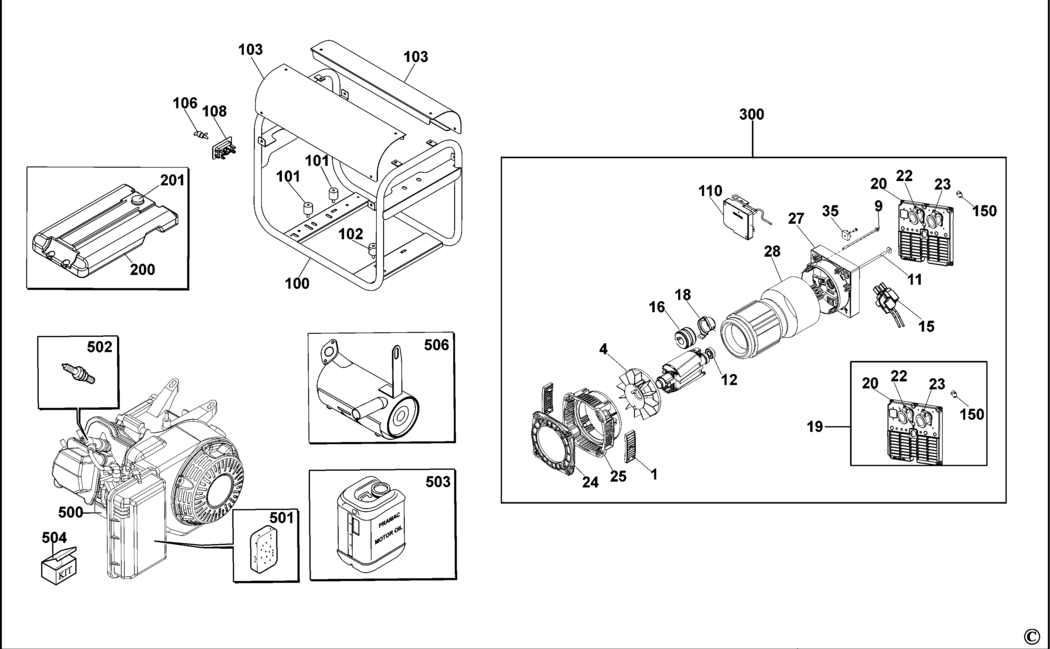 Dewalt PE402SHI01A Type 1 Petrol Generator Spare Parts