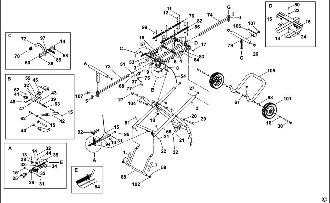 Dewalt DE7260 Type 1 Folding Stand Spare Parts