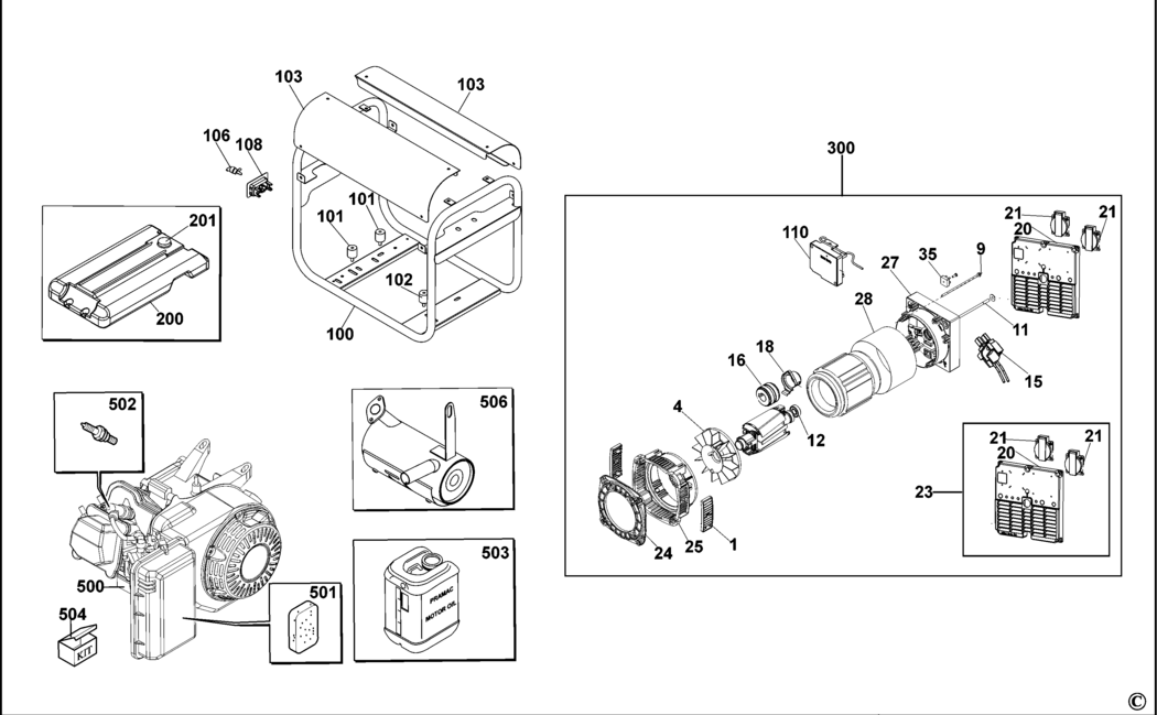 Dewalt PE402SHI01F Type 1 Petrol Generator Spare Parts