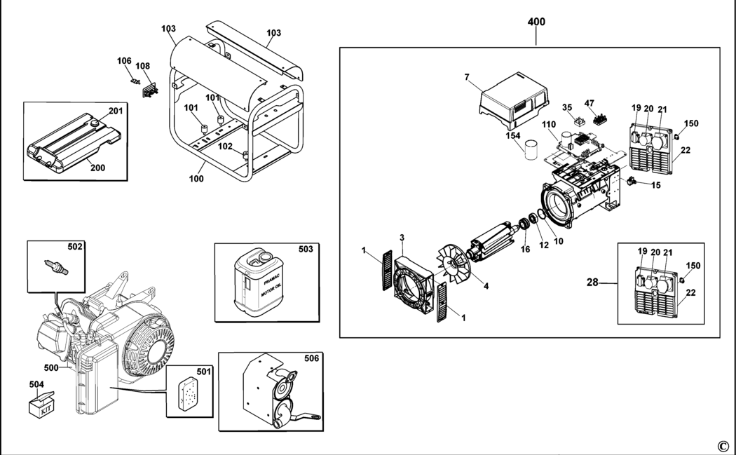 Dewalt PE652THI014 Type 1 Generator Spare Parts