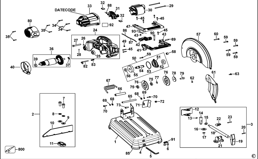 Dewalt D28730 Type 1 Chop Saw Spare Parts