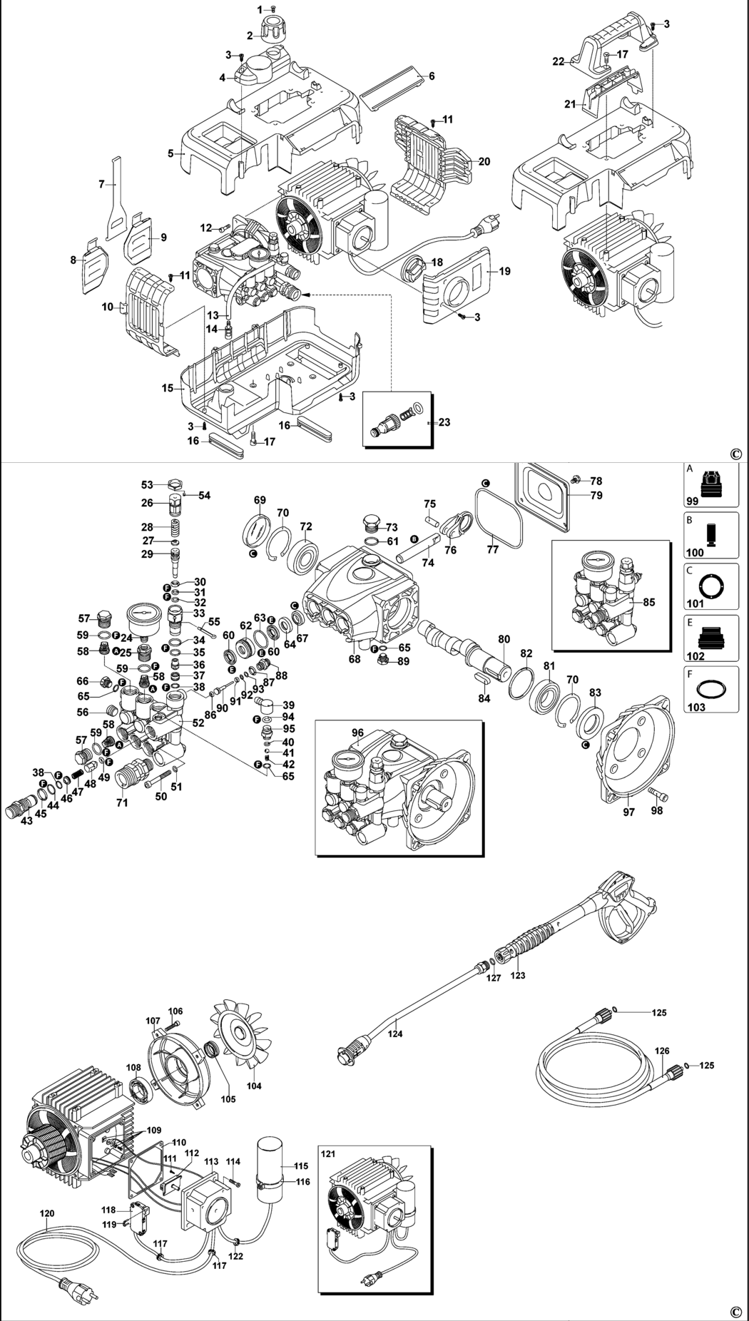 Dewalt DXPW002CE Type 1 Pressure Washer Spare Parts